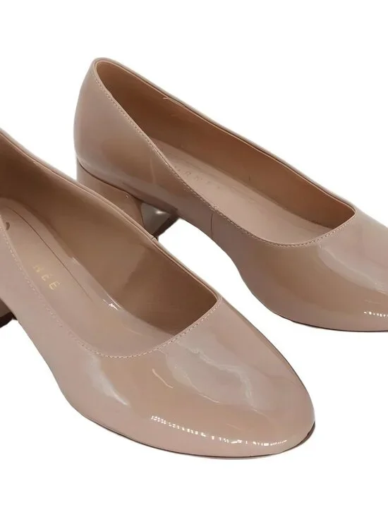Journee Collection Saarii Nude Patent Block Heel Slip-On Pumps 8W - Picture 4 of 6